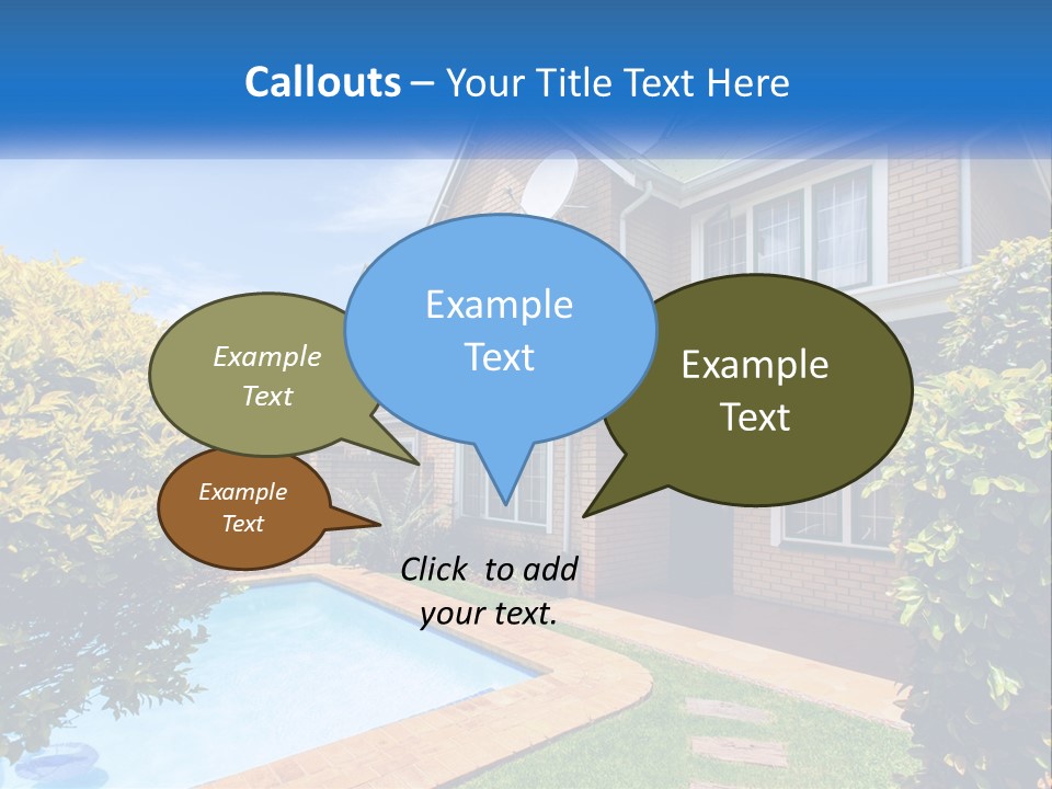 A House With A Swimming Pool In Front Of It PowerPoint Template