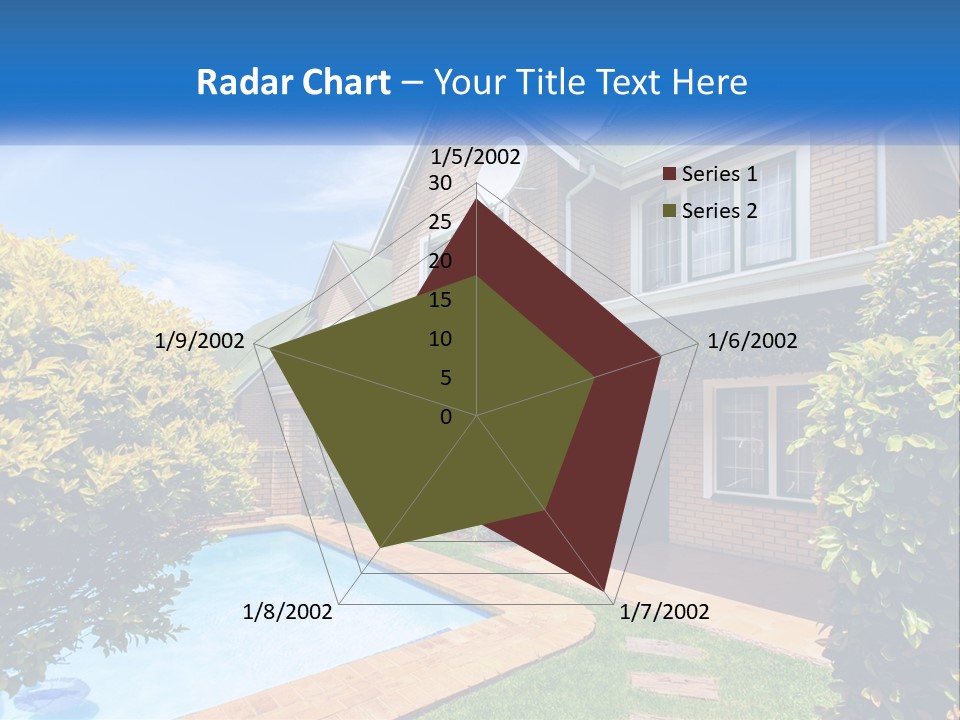 A House With A Swimming Pool In Front Of It PowerPoint Template