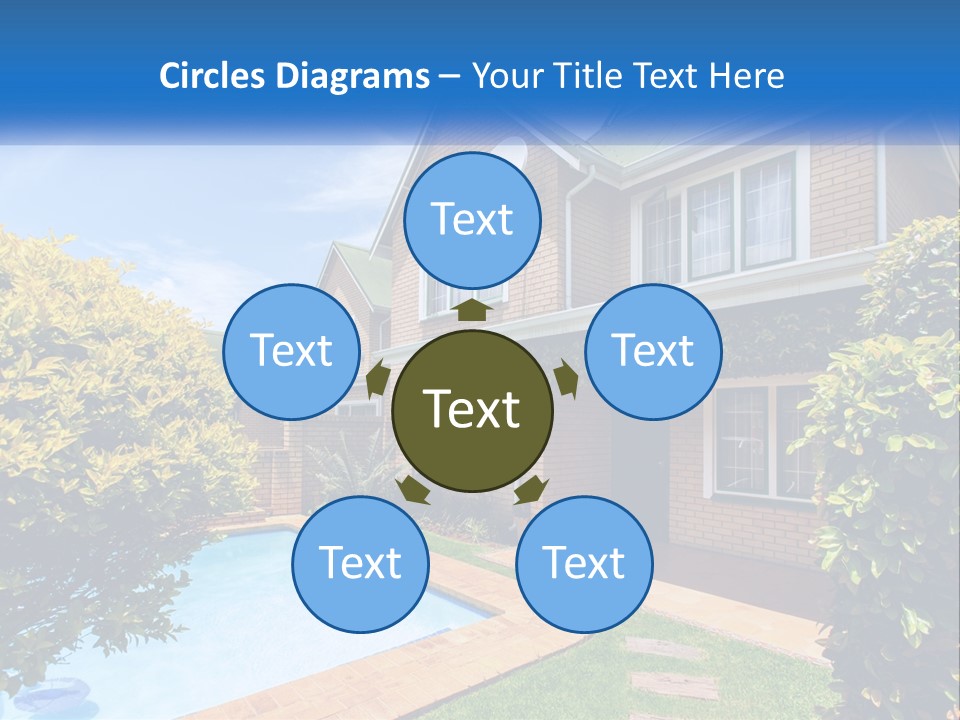 A House With A Swimming Pool In Front Of It PowerPoint Template