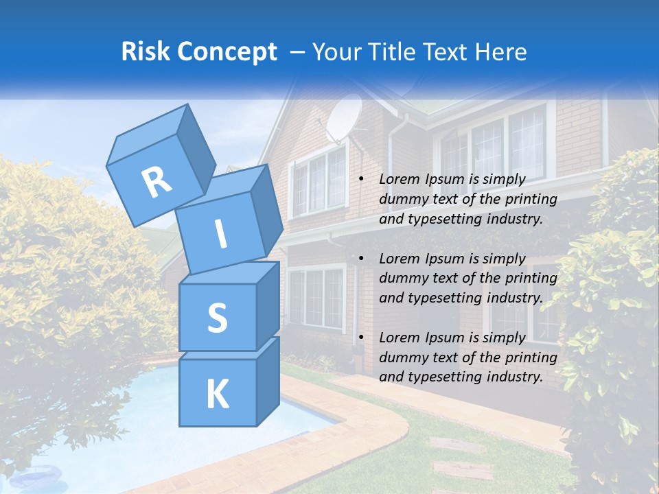 A House With A Swimming Pool In Front Of It PowerPoint Template