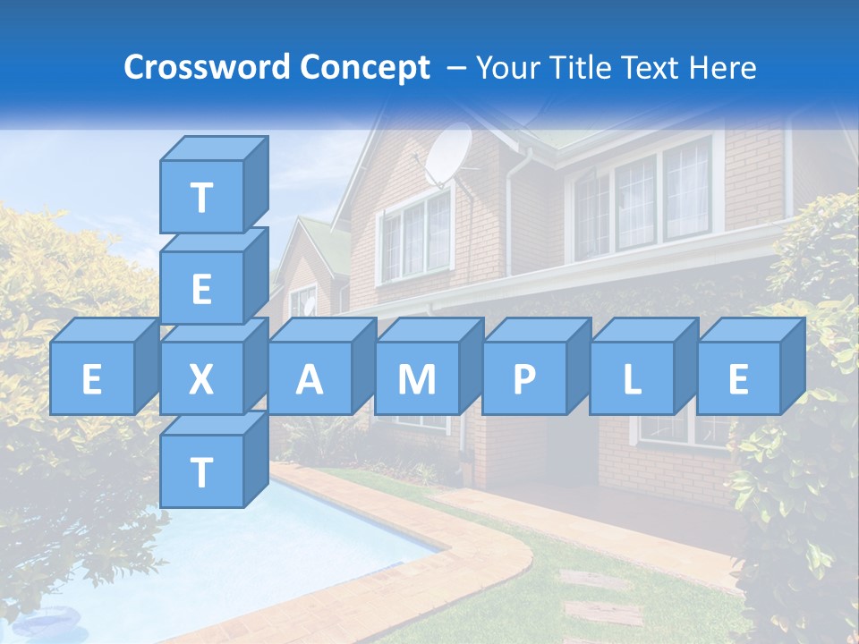 A House With A Swimming Pool In Front Of It PowerPoint Template