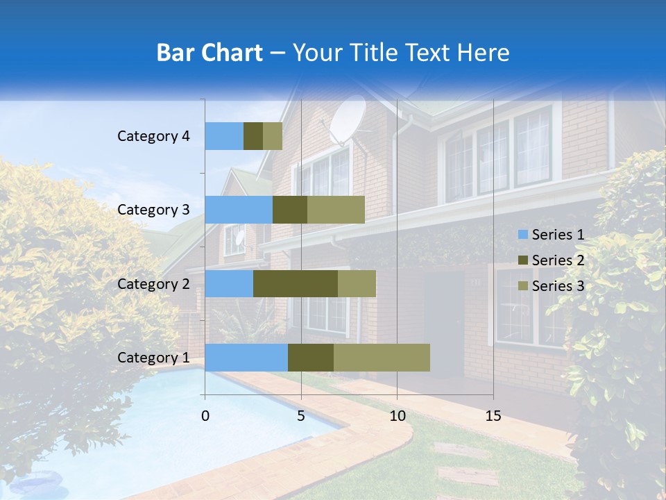 A House With A Swimming Pool In Front Of It PowerPoint Template