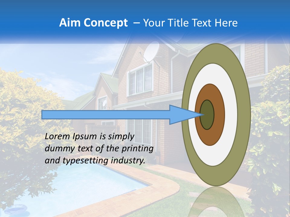 A House With A Swimming Pool In Front Of It PowerPoint Template