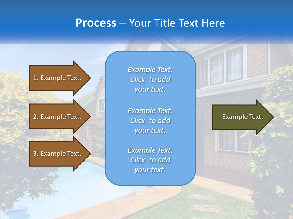 A House With A Swimming Pool In Front Of It PowerPoint Template