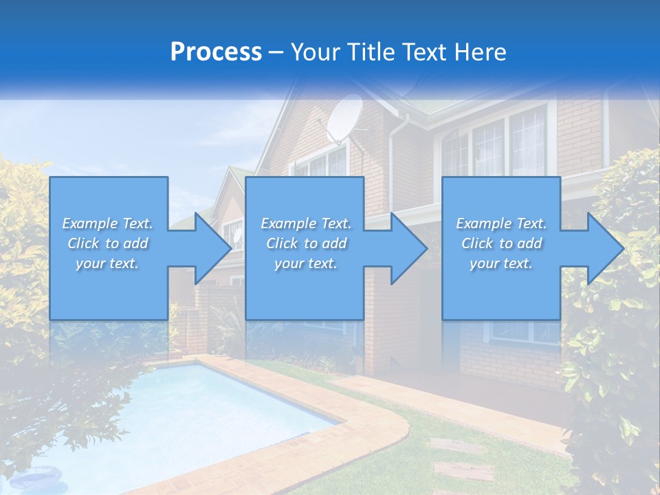 A House With A Swimming Pool In Front Of It PowerPoint Template