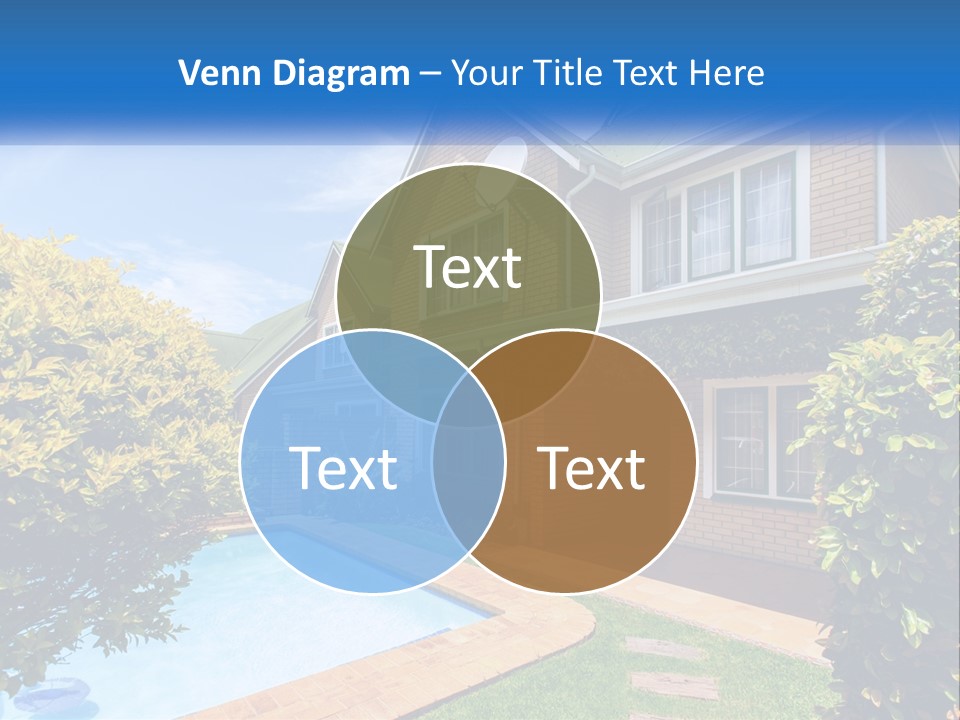 A House With A Swimming Pool In Front Of It PowerPoint Template