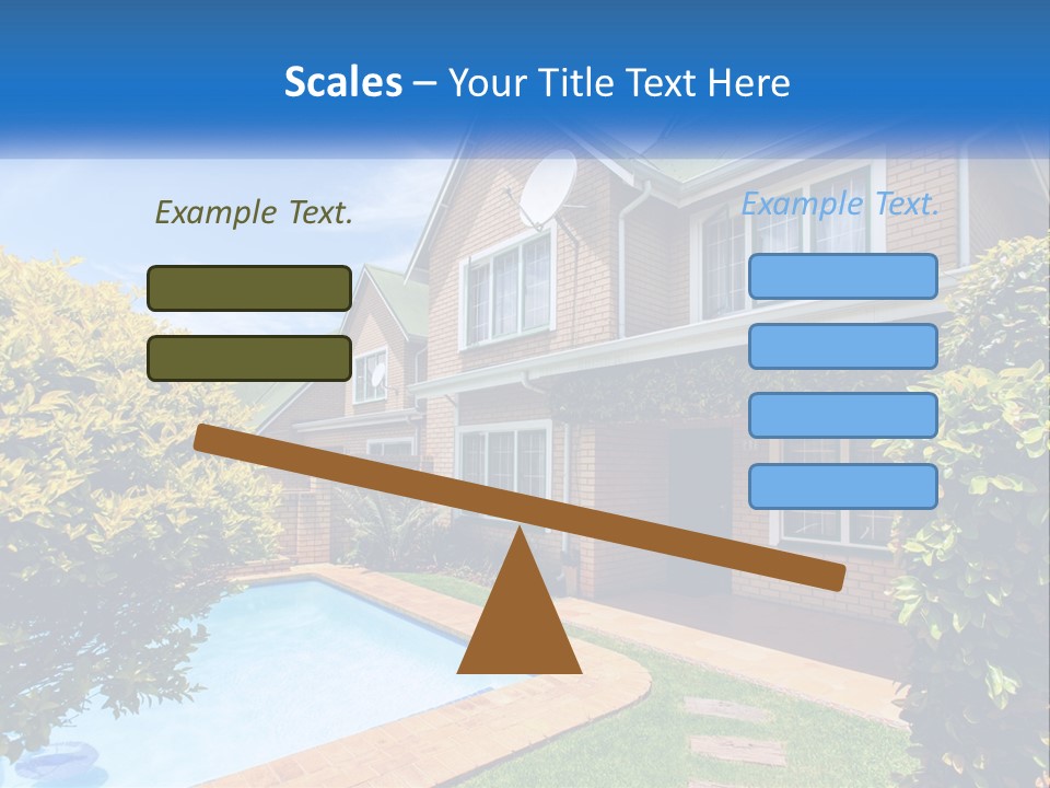 A House With A Swimming Pool In Front Of It PowerPoint Template