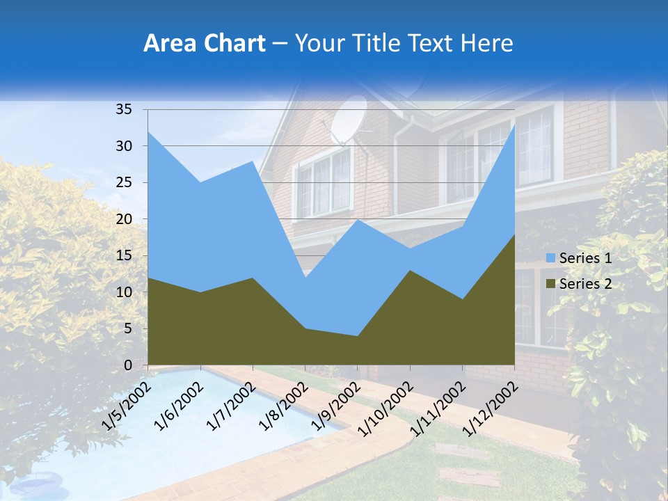 A House With A Swimming Pool In Front Of It PowerPoint Template