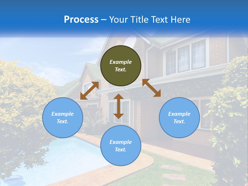 A House With A Swimming Pool In Front Of It PowerPoint Template
