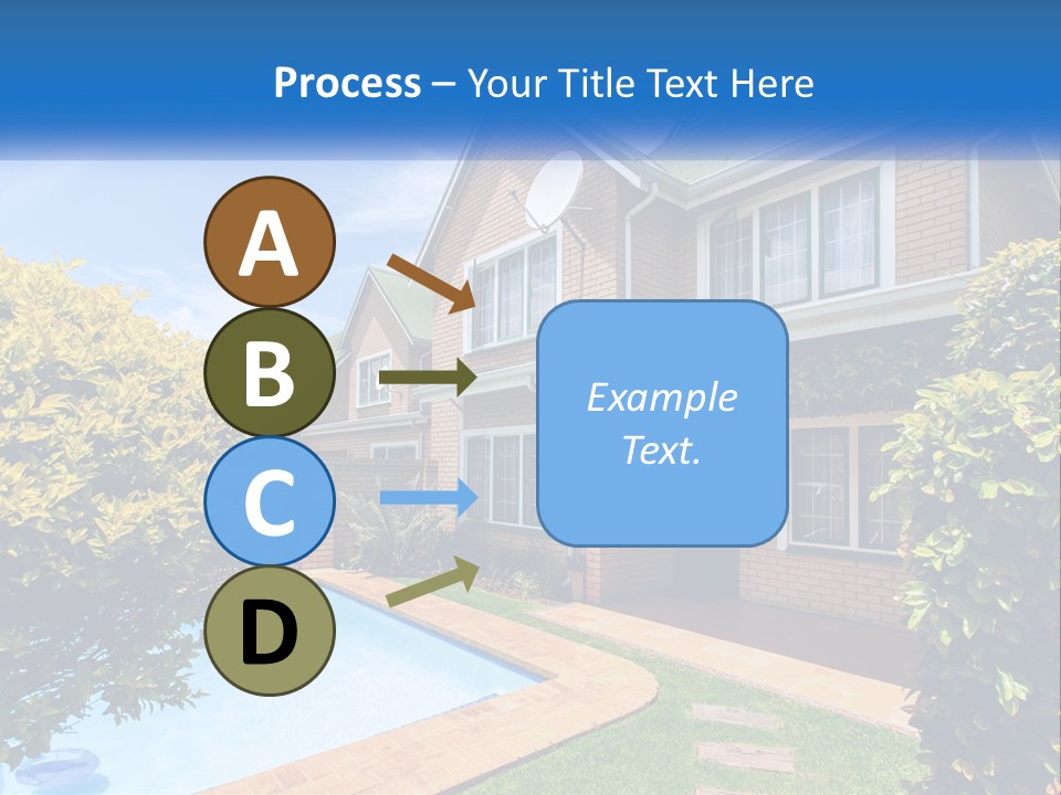 A House With A Swimming Pool In Front Of It PowerPoint Template