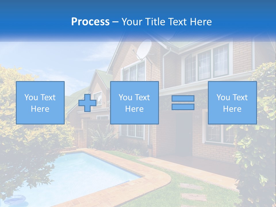 A House With A Swimming Pool In Front Of It PowerPoint Template