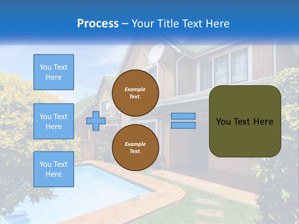A House With A Swimming Pool In Front Of It PowerPoint Template