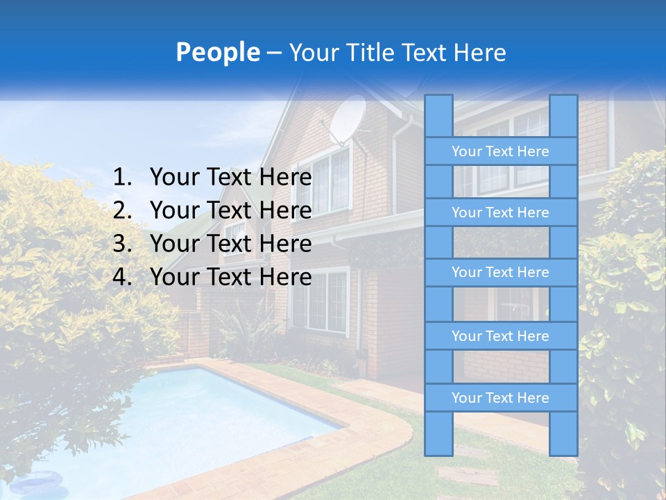 A House With A Swimming Pool In Front Of It PowerPoint Template
