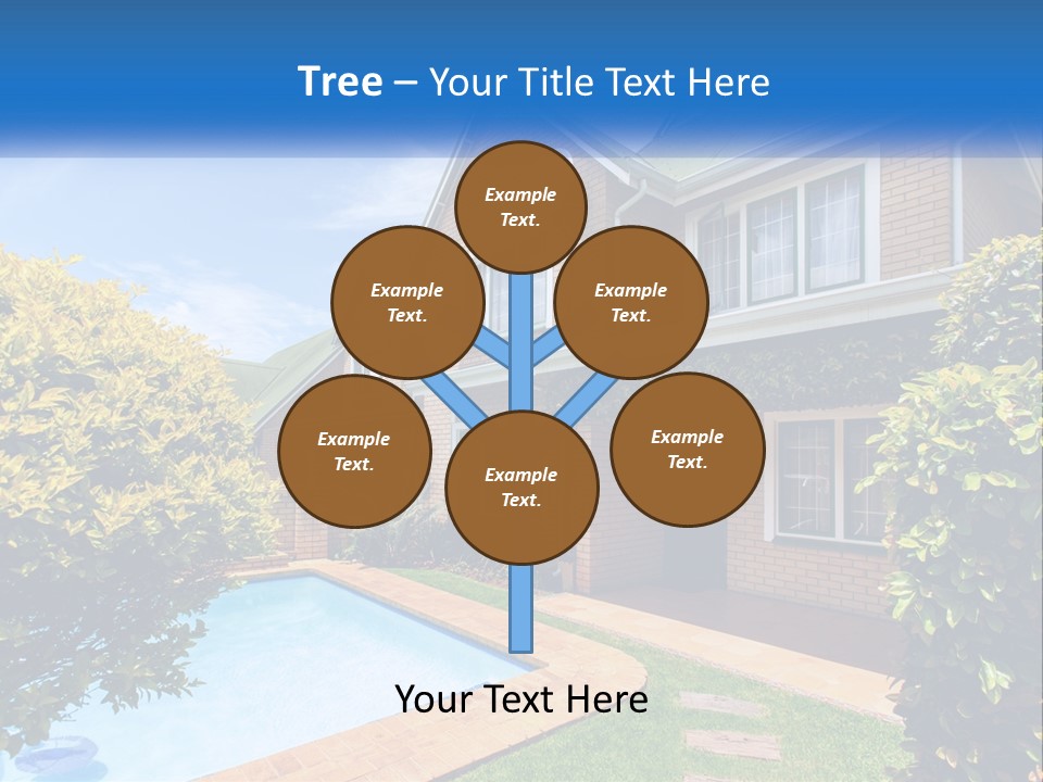 A House With A Swimming Pool In Front Of It PowerPoint Template