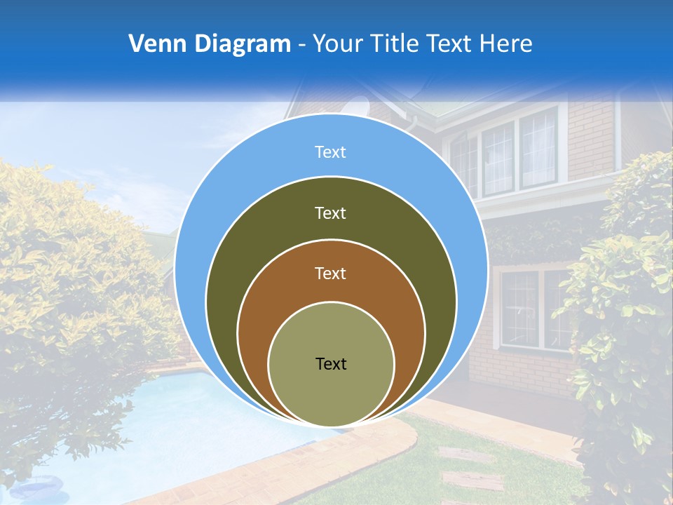 A House With A Swimming Pool In Front Of It PowerPoint Template