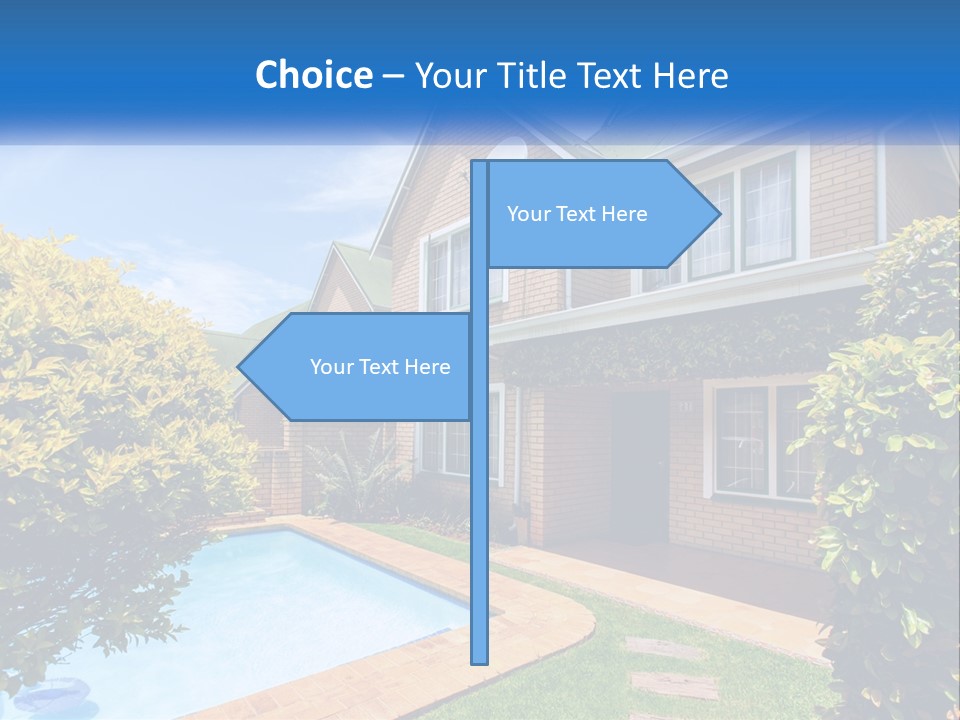 A House With A Swimming Pool In Front Of It PowerPoint Template