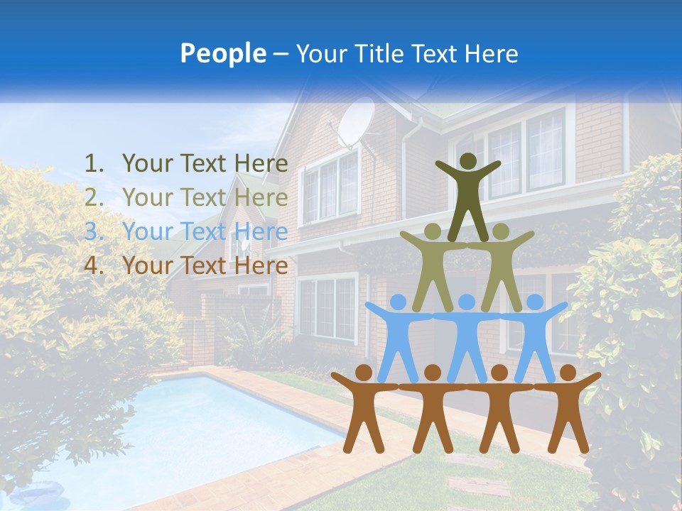 A House With A Swimming Pool In Front Of It PowerPoint Template