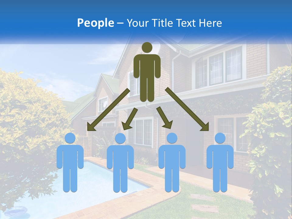 A House With A Swimming Pool In Front Of It PowerPoint Template