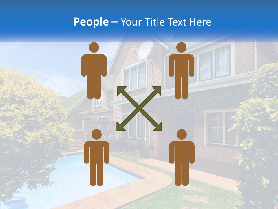 A House With A Swimming Pool In Front Of It PowerPoint Template