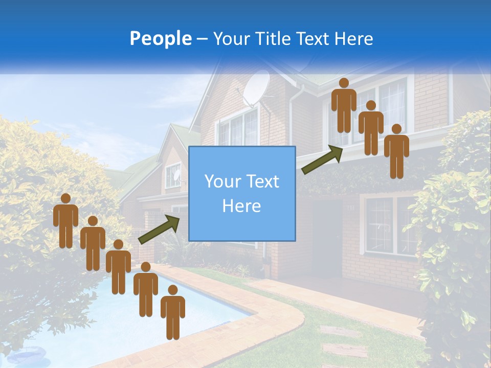A House With A Swimming Pool In Front Of It PowerPoint Template