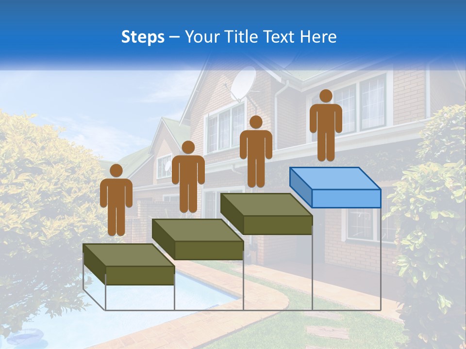 A House With A Swimming Pool In Front Of It PowerPoint Template