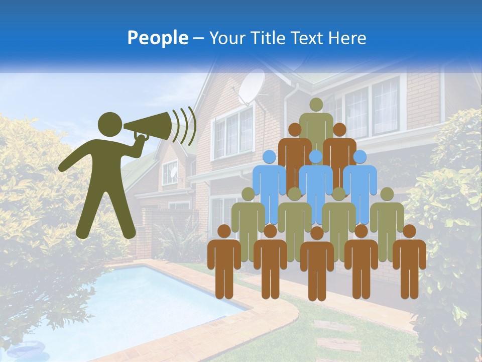 A House With A Swimming Pool In Front Of It PowerPoint Template