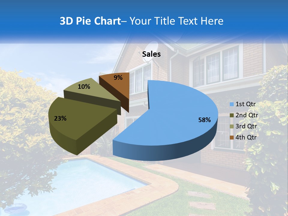 A House With A Swimming Pool In Front Of It PowerPoint Template