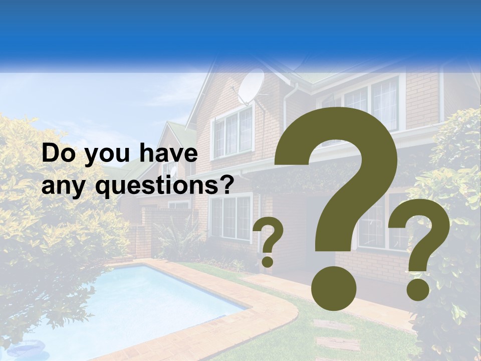 A House With A Swimming Pool In Front Of It PowerPoint Template