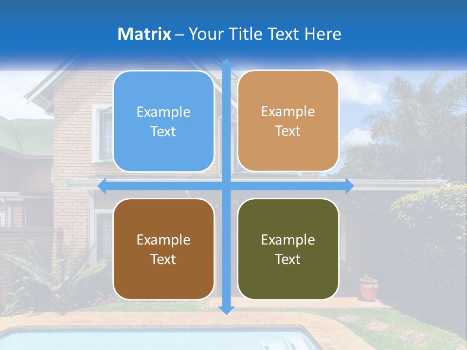 A House With A Swimming Pool In Front Of It PowerPoint Template