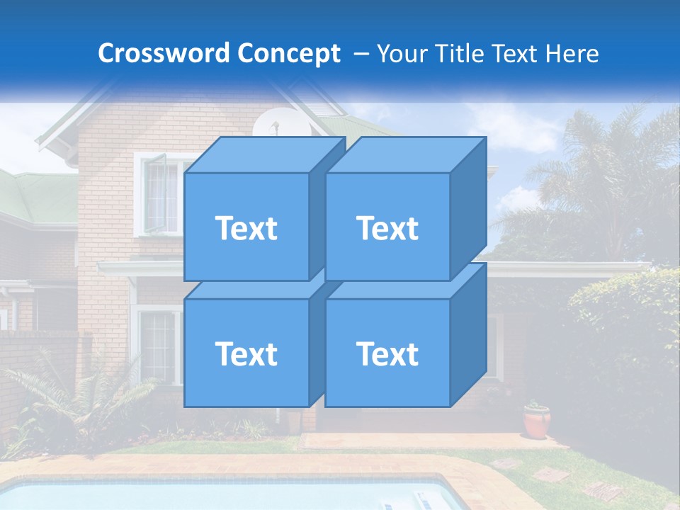 A House With A Swimming Pool In Front Of It PowerPoint Template
