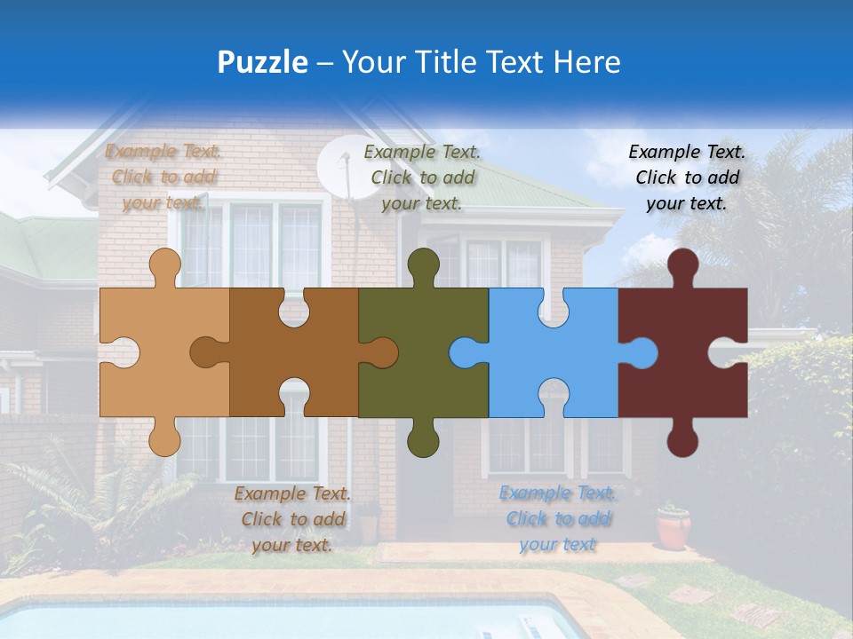 A House With A Swimming Pool In Front Of It PowerPoint Template