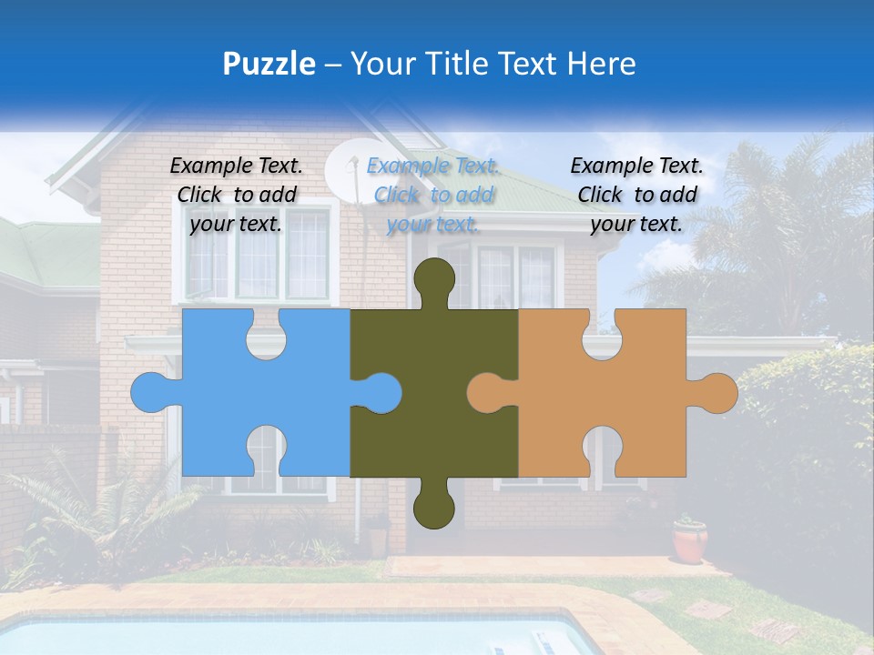 A House With A Swimming Pool In Front Of It PowerPoint Template