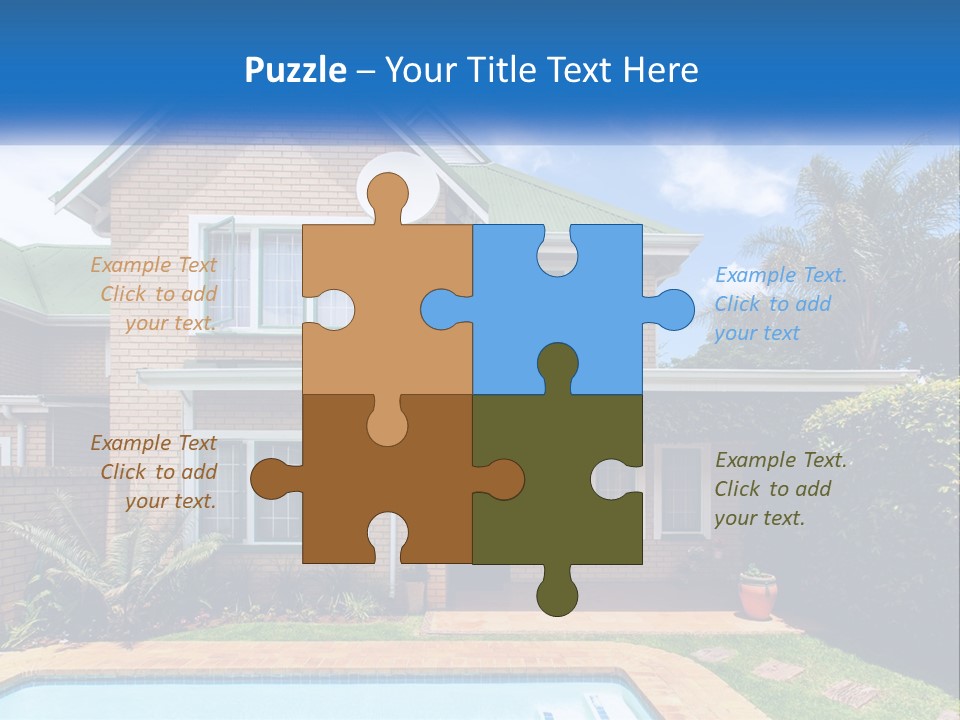 A House With A Swimming Pool In Front Of It PowerPoint Template