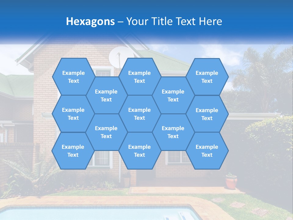A House With A Swimming Pool In Front Of It PowerPoint Template