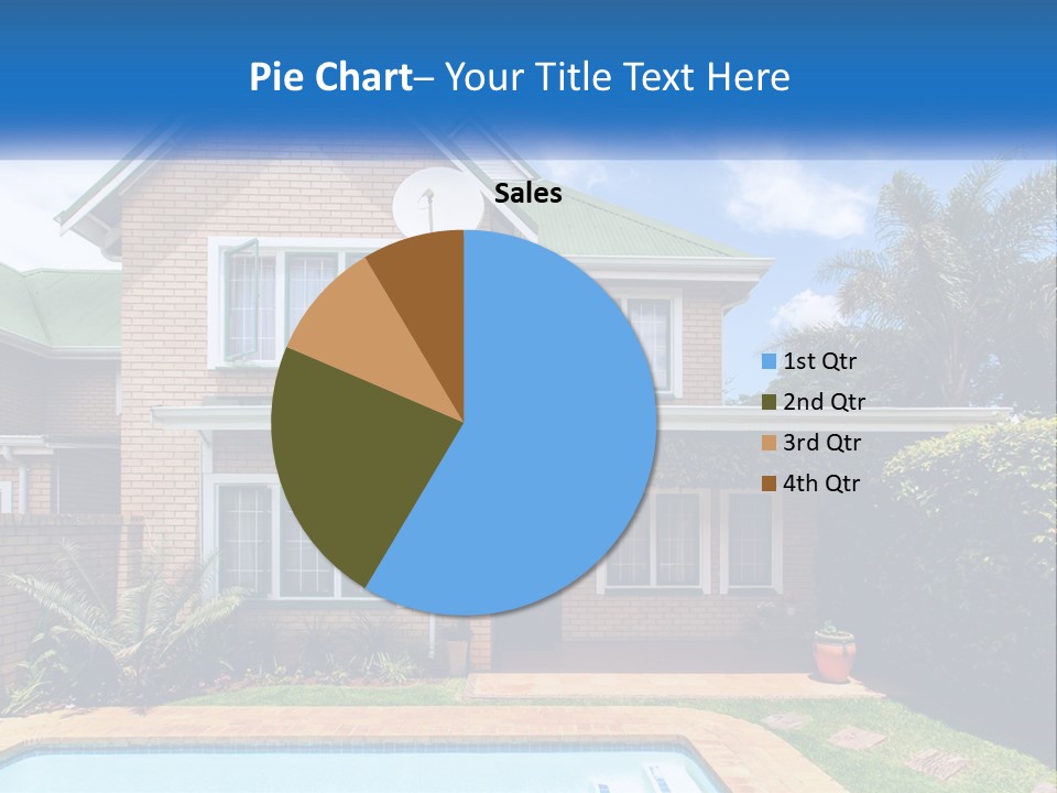 A House With A Swimming Pool In Front Of It PowerPoint Template