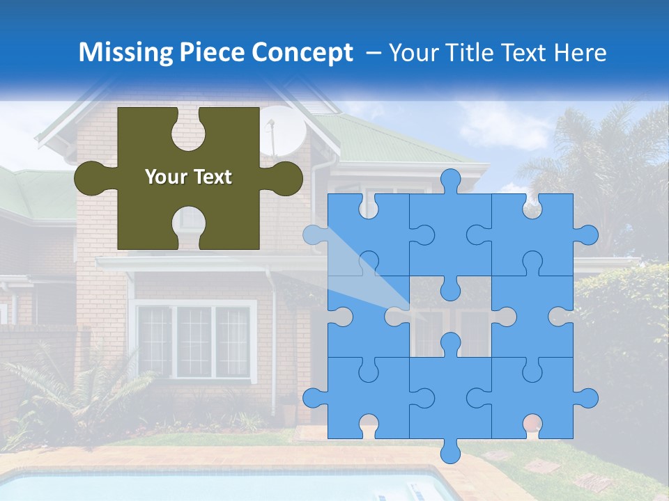 A House With A Swimming Pool In Front Of It PowerPoint Template