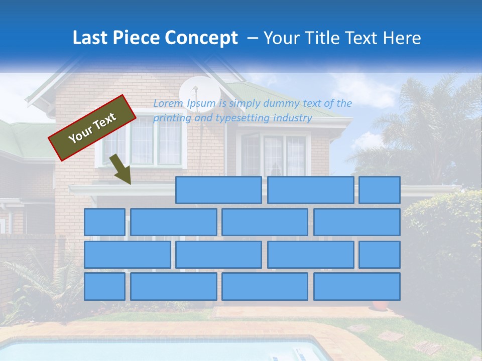 A House With A Swimming Pool In Front Of It PowerPoint Template