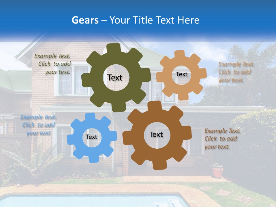 A House With A Swimming Pool In Front Of It PowerPoint Template