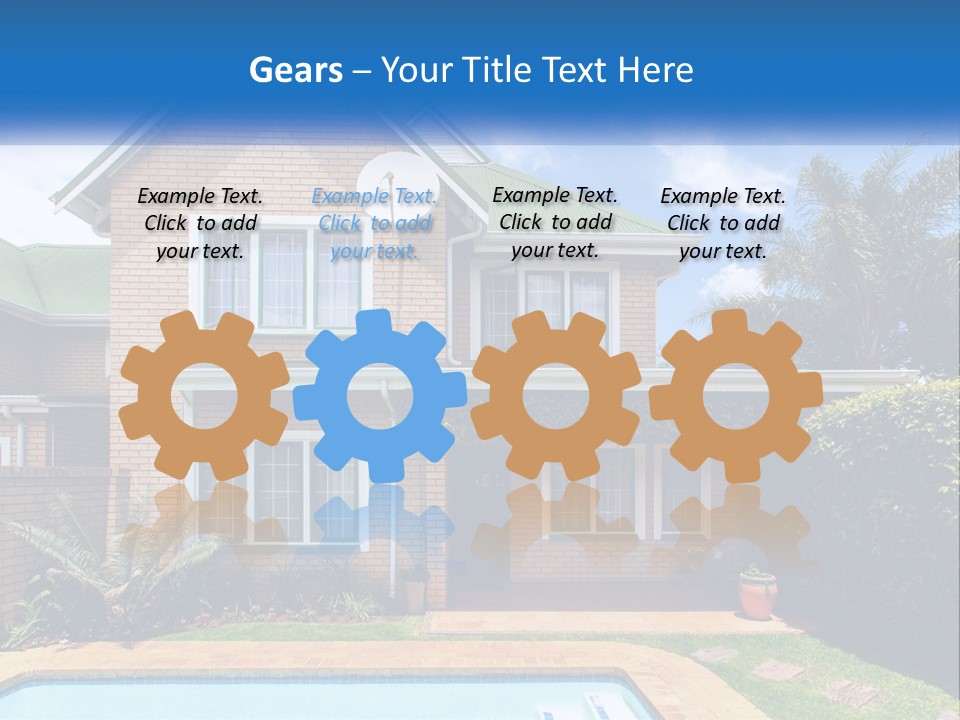 A House With A Swimming Pool In Front Of It PowerPoint Template