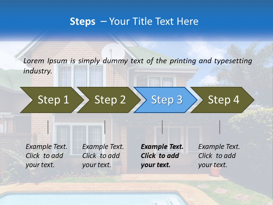 A House With A Swimming Pool In Front Of It PowerPoint Template
