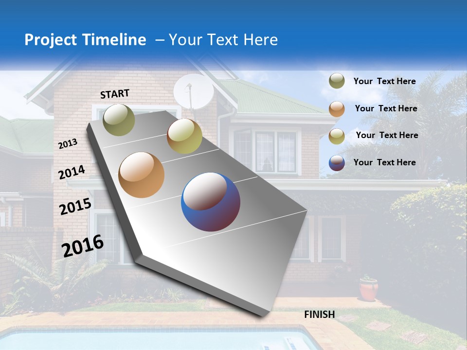 A House With A Swimming Pool In Front Of It PowerPoint Template