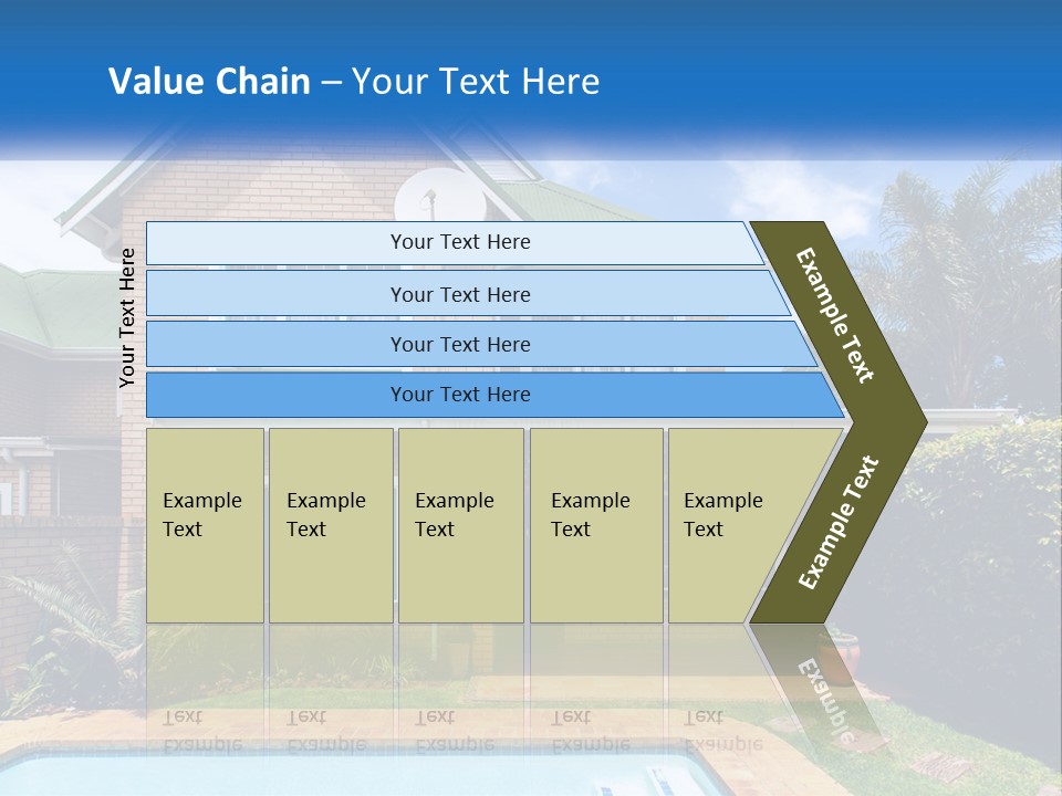A House With A Swimming Pool In Front Of It PowerPoint Template