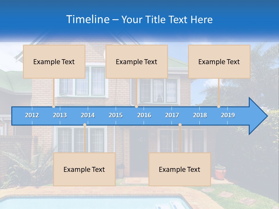 A House With A Swimming Pool In Front Of It PowerPoint Template