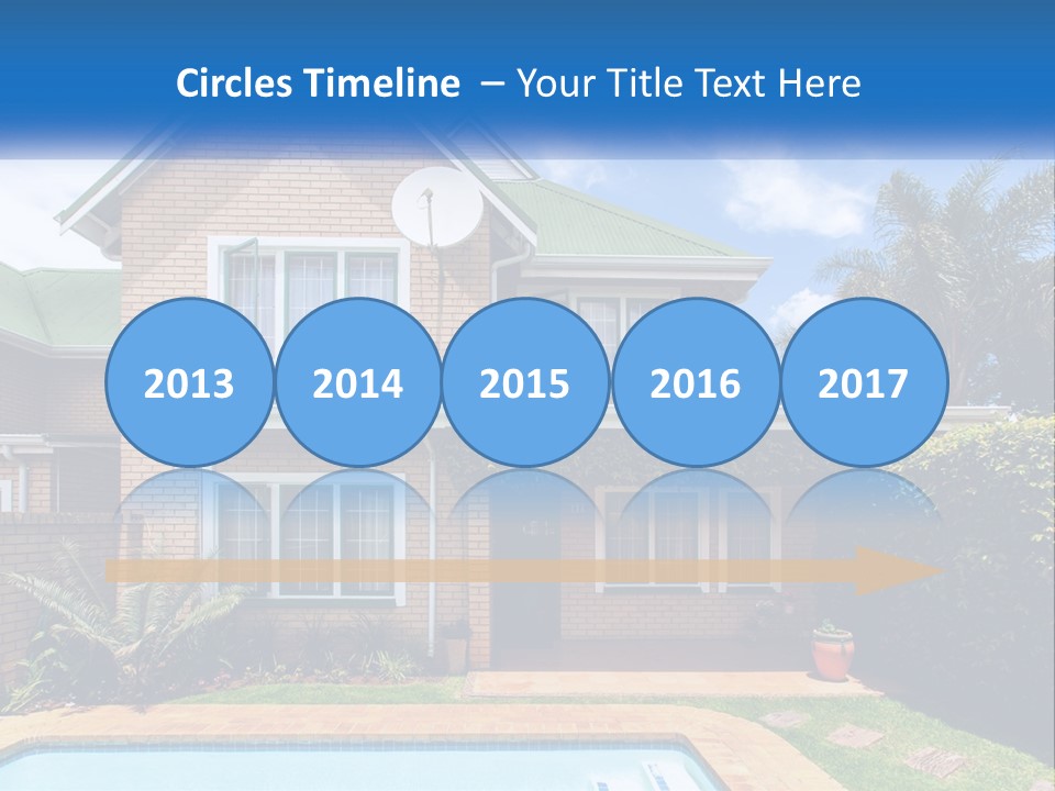A House With A Swimming Pool In Front Of It PowerPoint Template