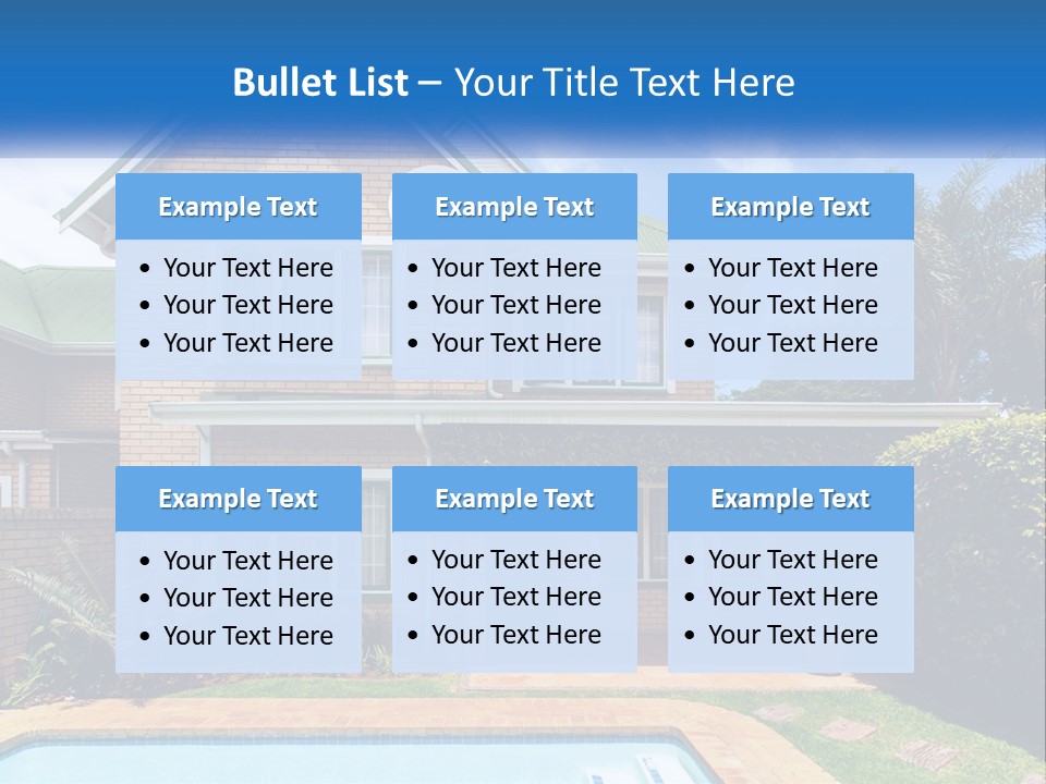 A House With A Swimming Pool In Front Of It PowerPoint Template