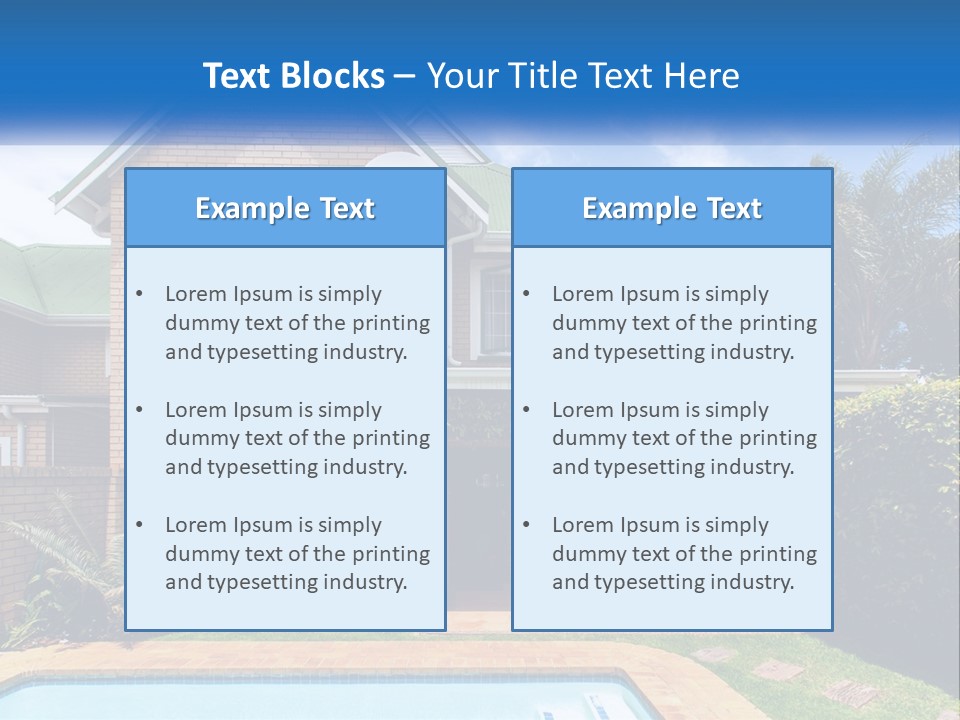 A House With A Swimming Pool In Front Of It PowerPoint Template