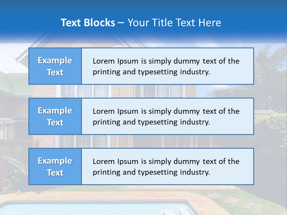 A House With A Swimming Pool In Front Of It PowerPoint Template