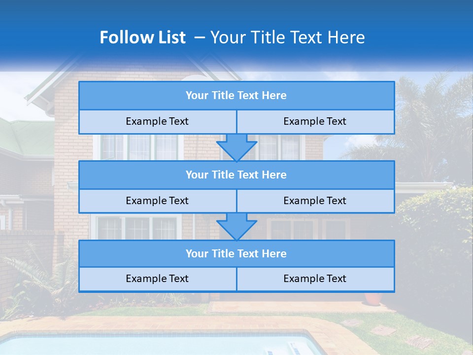 A House With A Swimming Pool In Front Of It PowerPoint Template