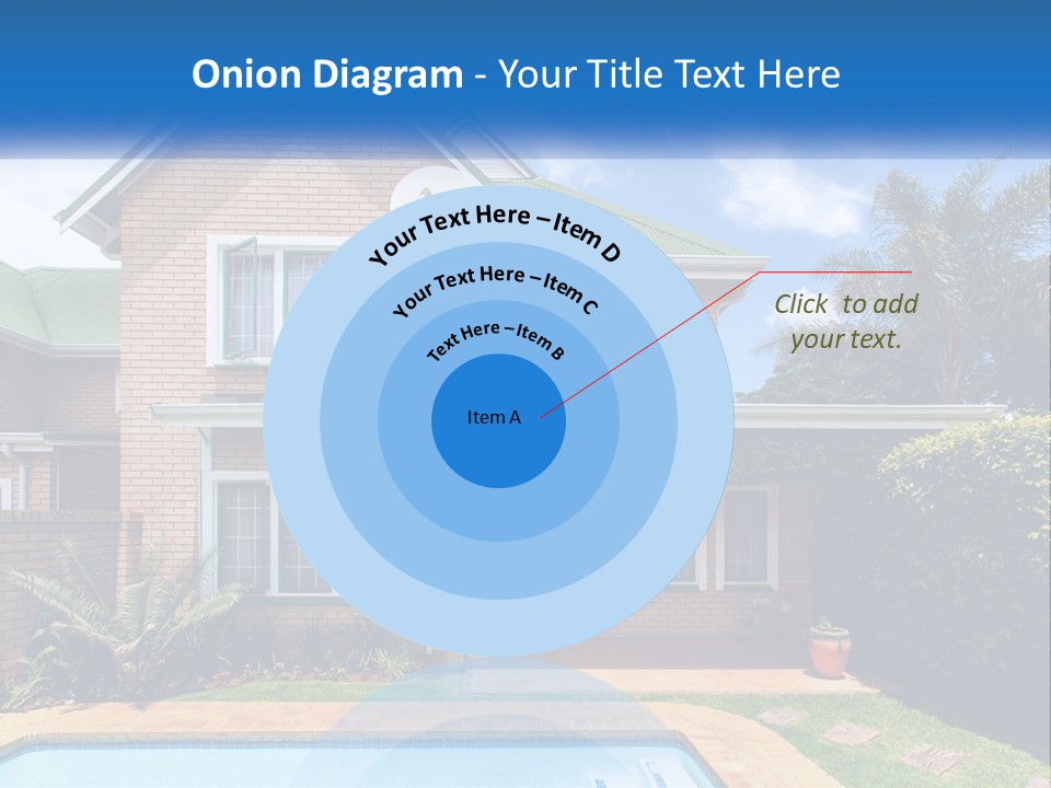 A House With A Swimming Pool In Front Of It PowerPoint Template