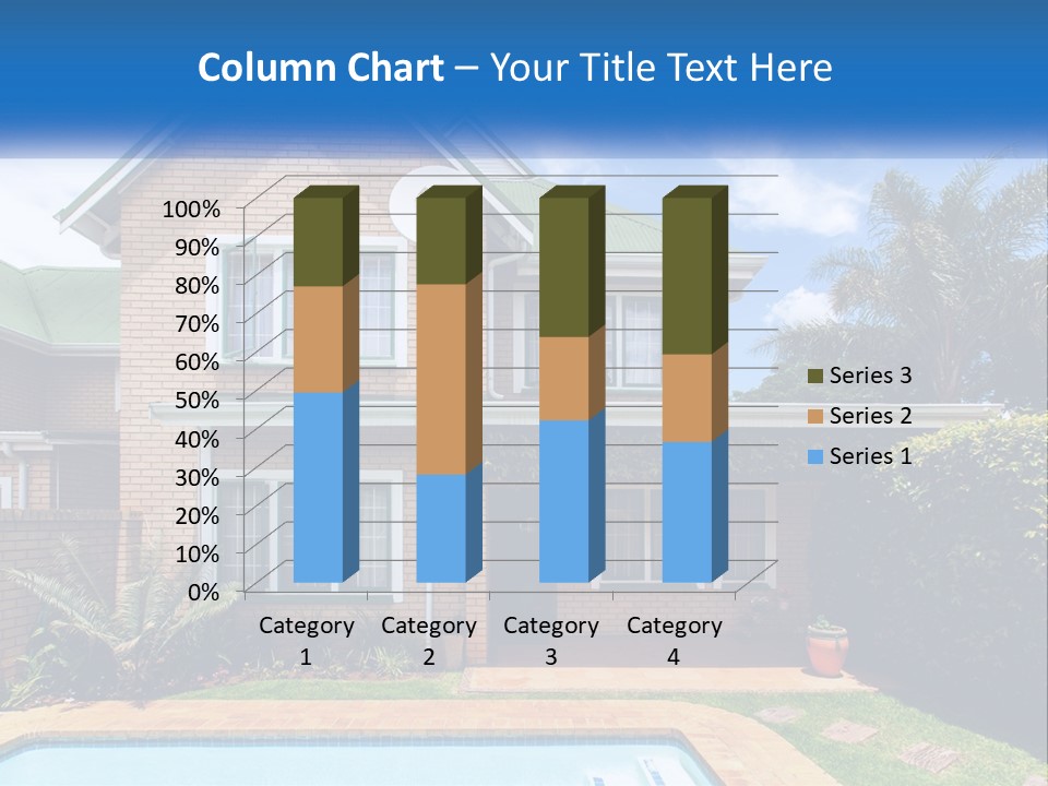 A House With A Swimming Pool In Front Of It PowerPoint Template